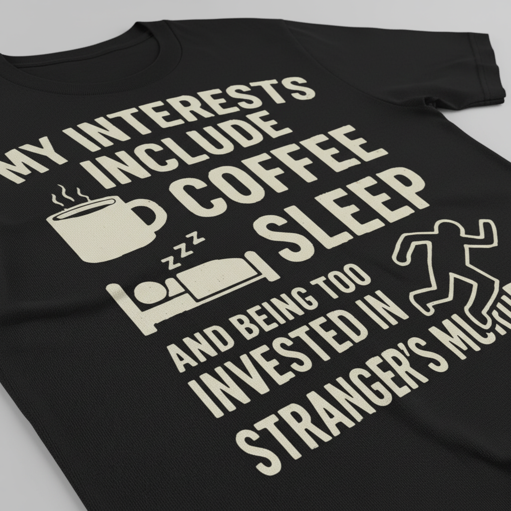 Coffee Sleep Murder Obsession T-Shirt_closeup