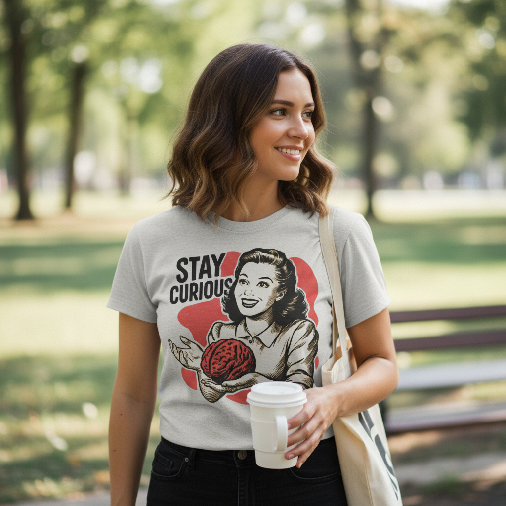 Stay Curious Retro Brain T-Shirt_lifestyle