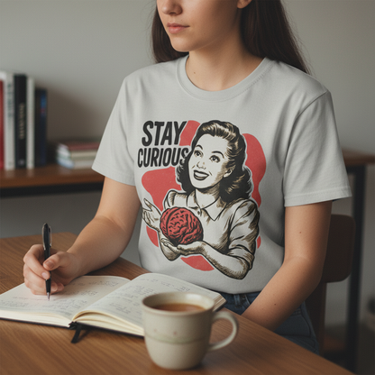 Stay Curious Retro Brain T-Shirt_use