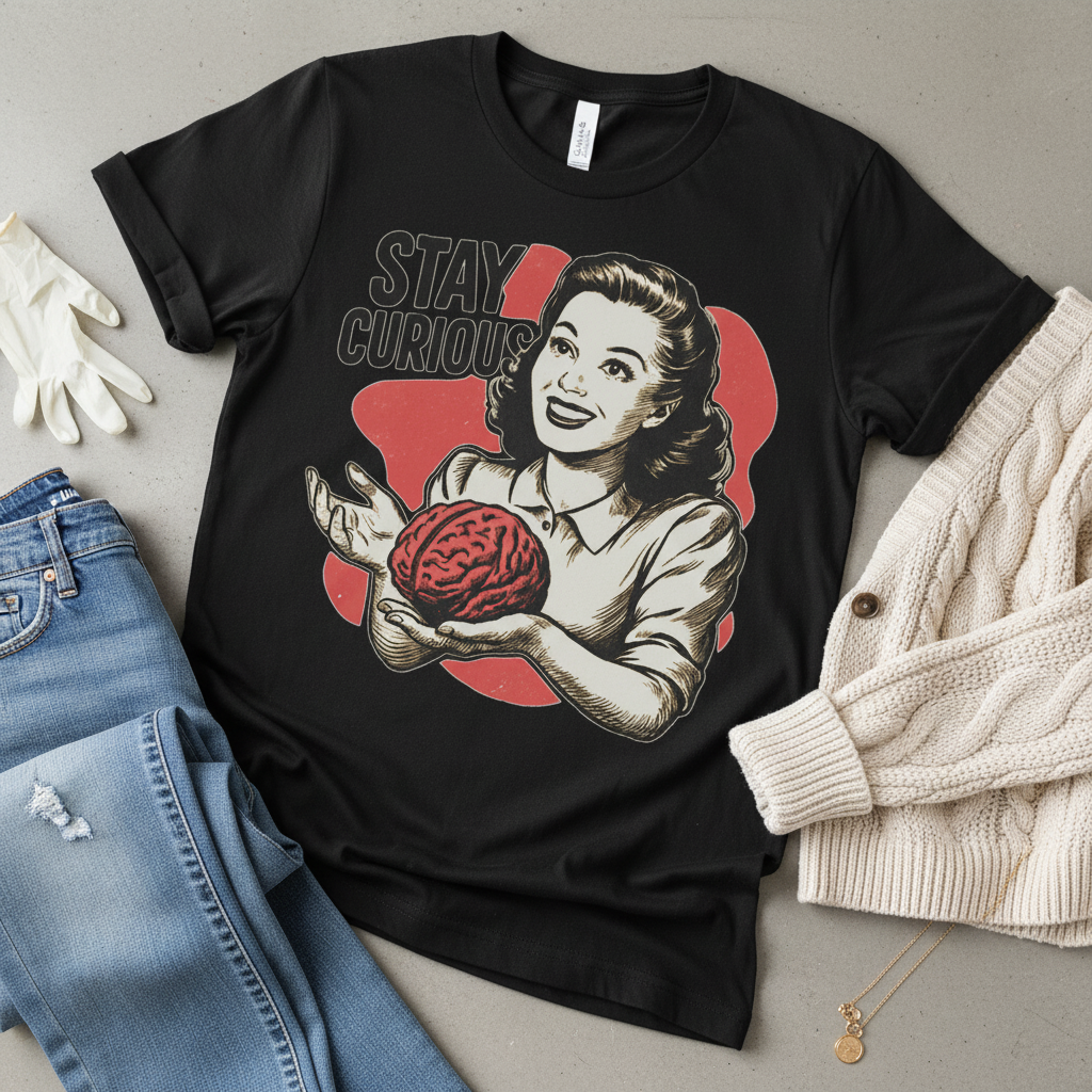 Stay Curious Retro Brain T-Shirt_pairing