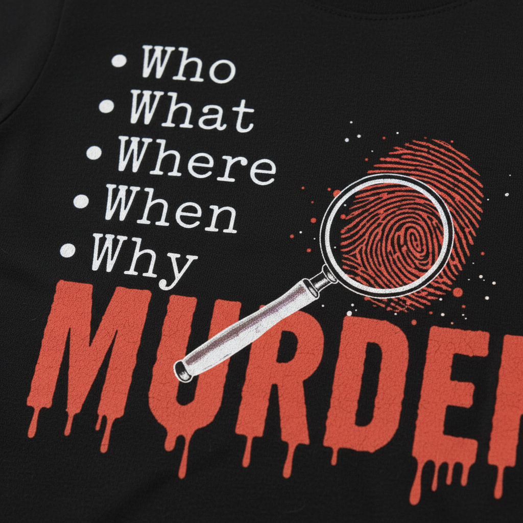 Murder Mystery Questions T-Shirt_closeup