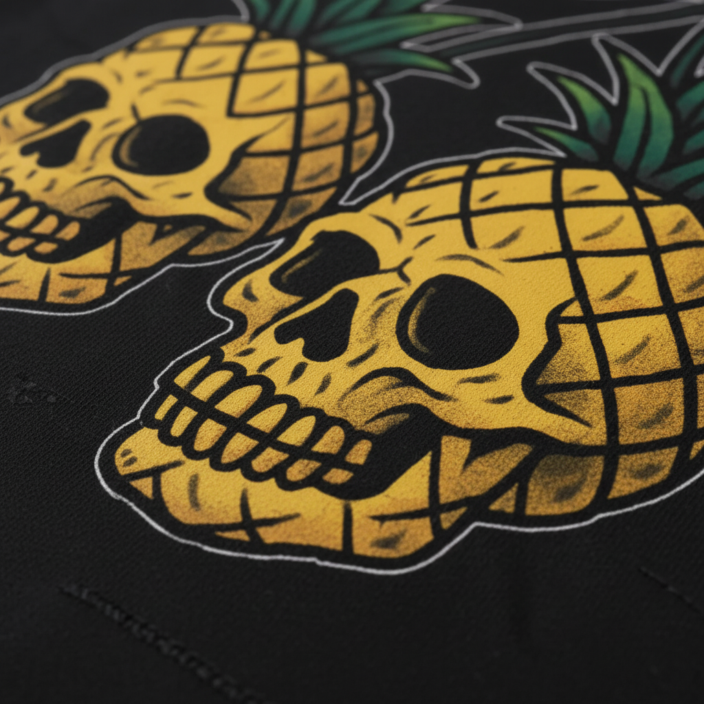 Pineapple Skulls T-Shirt_closeup