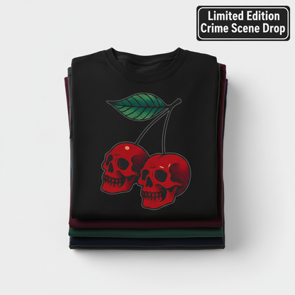 Cherry Skulls T-Shirt_stacked_flatlay