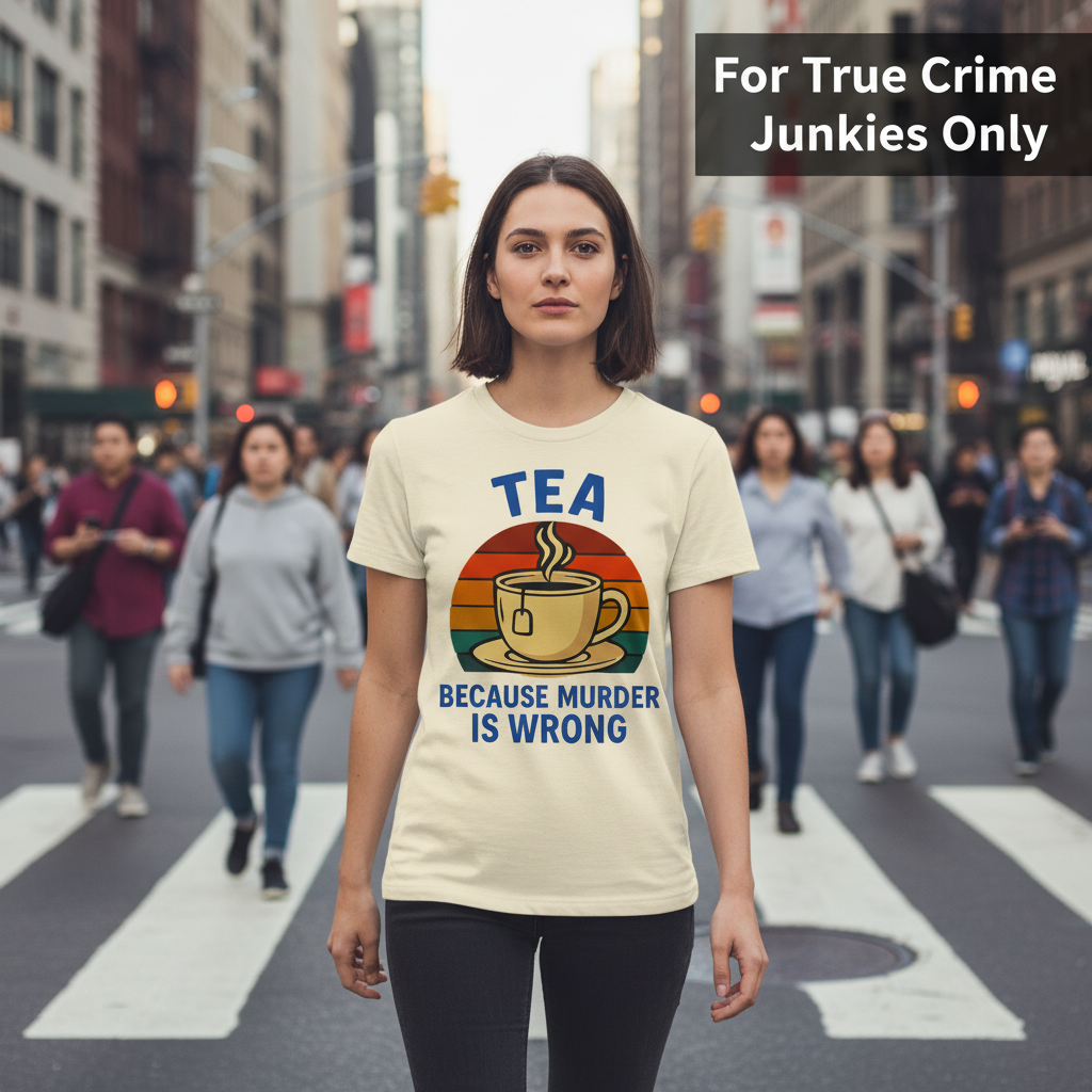 Tea Because Murder Is Wrong T-Shirt_crowd_standout