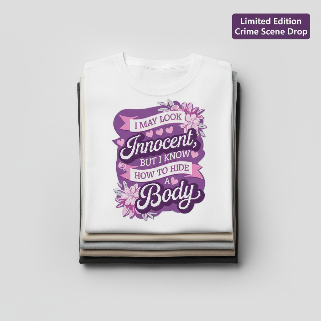 Innocent But Deadly T-Shirt_stacked_flatlay