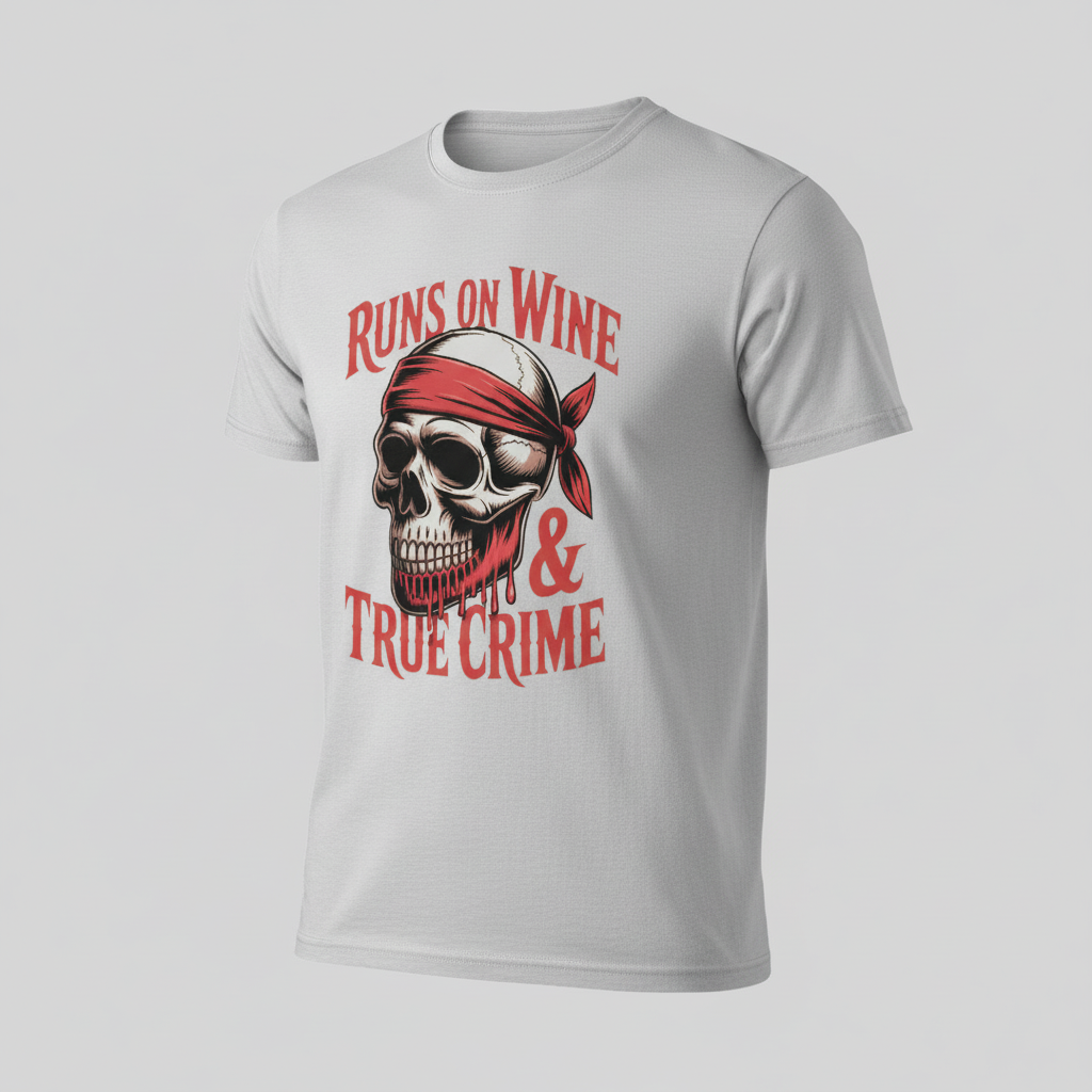 Runs on Wine & True Crime T-Shirt_space