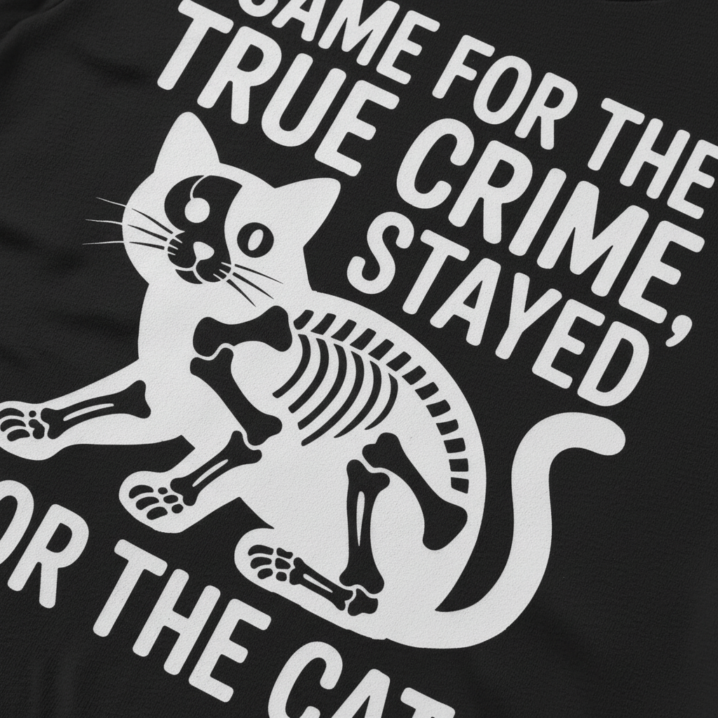 True Crime Cat Lover T-Shirt_closeup