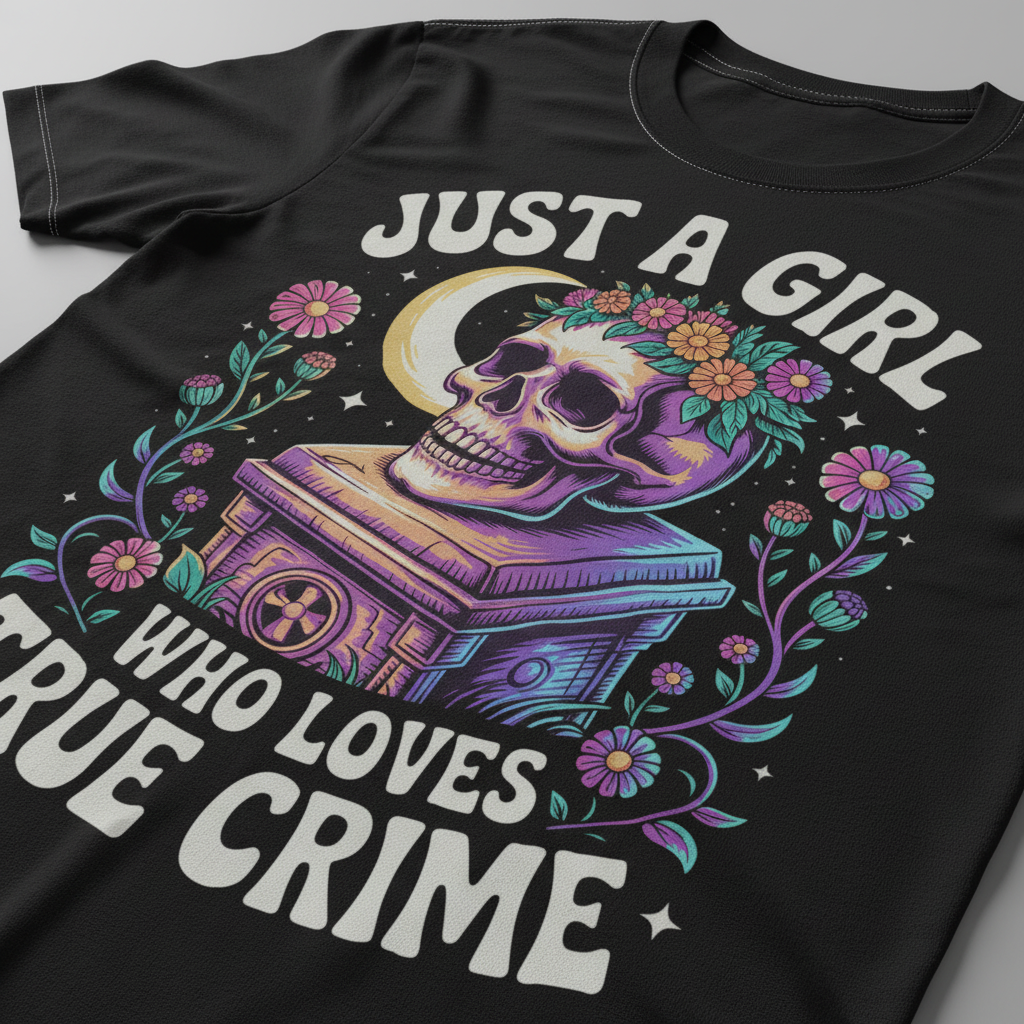Just a Girl Who Loves True Crime T-Shirt_closeup