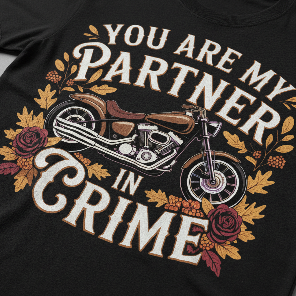 Partner in Crime Motorcycle T-Shirt_closeup