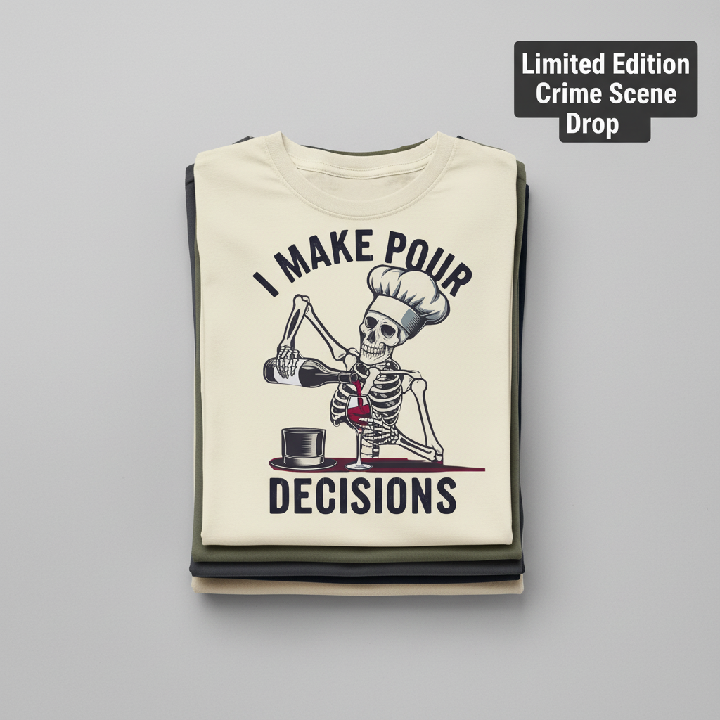 I Make Pour Decisions T-Shirt_stacked_flatlay