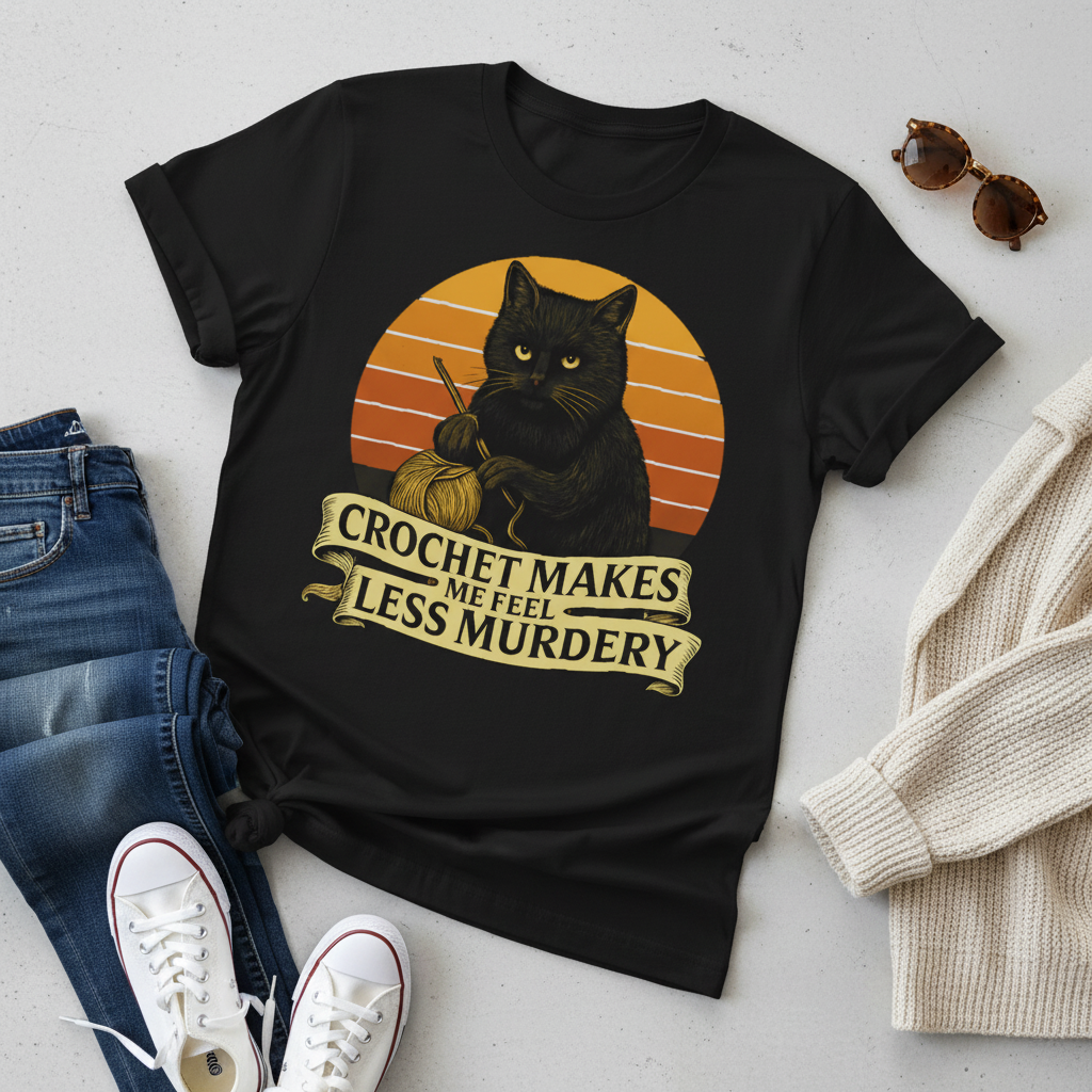 Less Murdery Crochet Cat T-Shirt_pairing