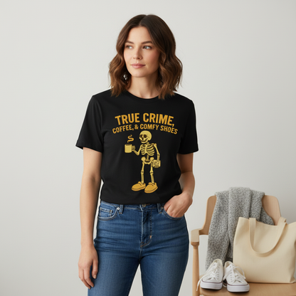 True Crime & Coffee Skeleton T-Shirt_pairing