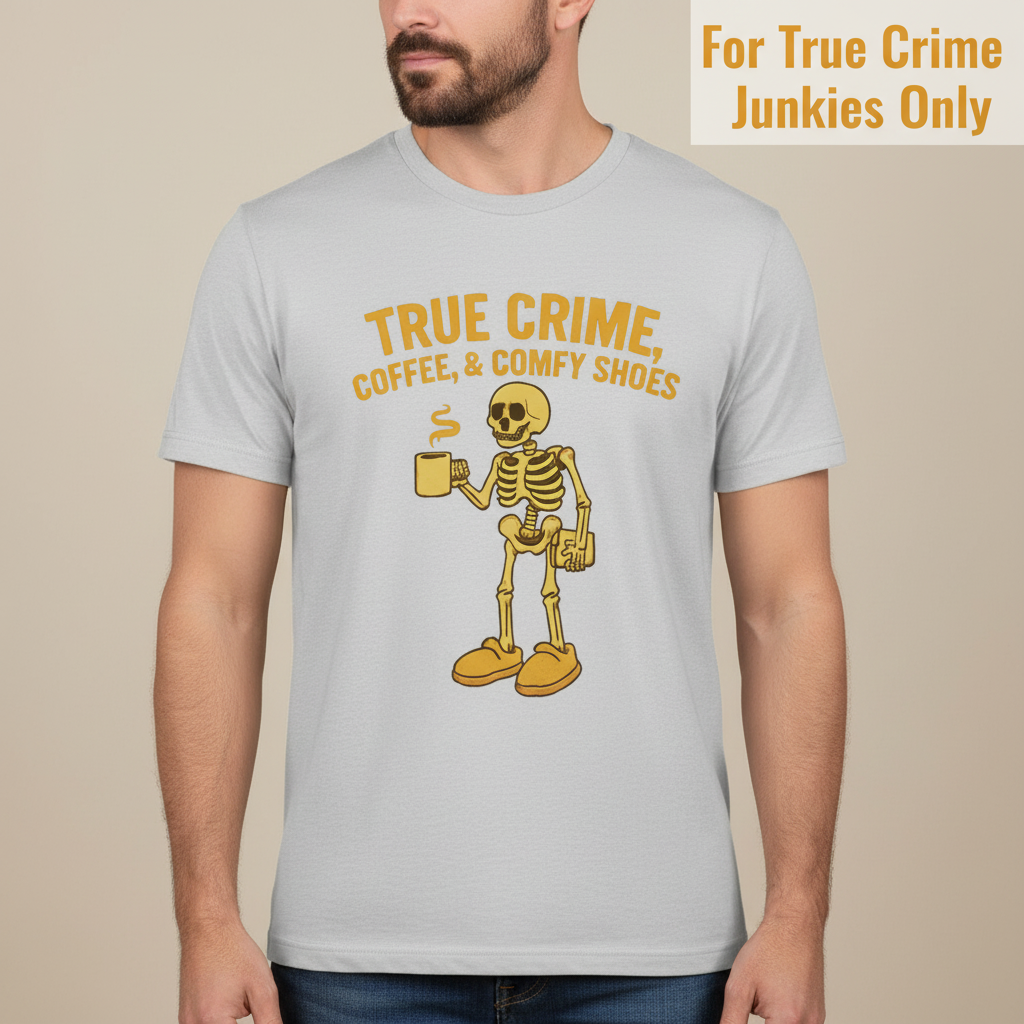 True Crime & Coffee Skeleton T-Shirt_hero