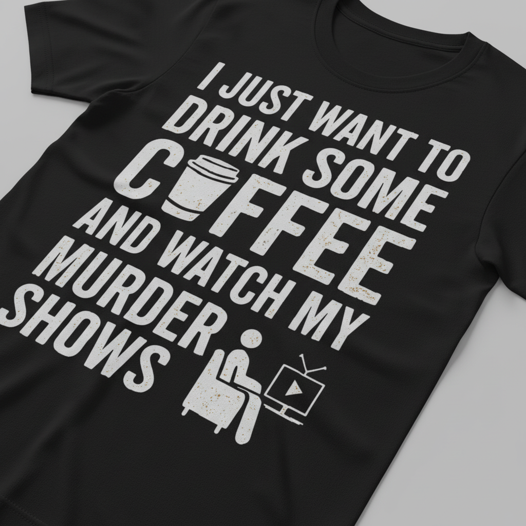 Coffee & Crime Shows T-Shirt_closeup