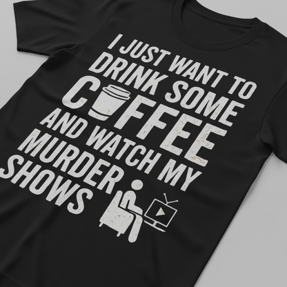Coffee & Crime Shows T-Shirt_closeup