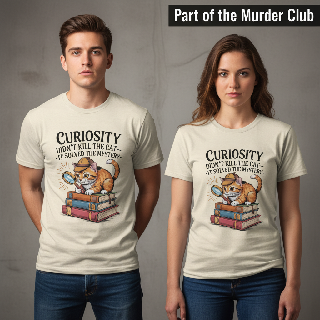 Curious Detective Cat T-Shirt_stoic