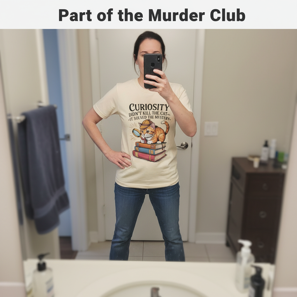 Curious Detective Cat T-Shirt_mirror_selfie