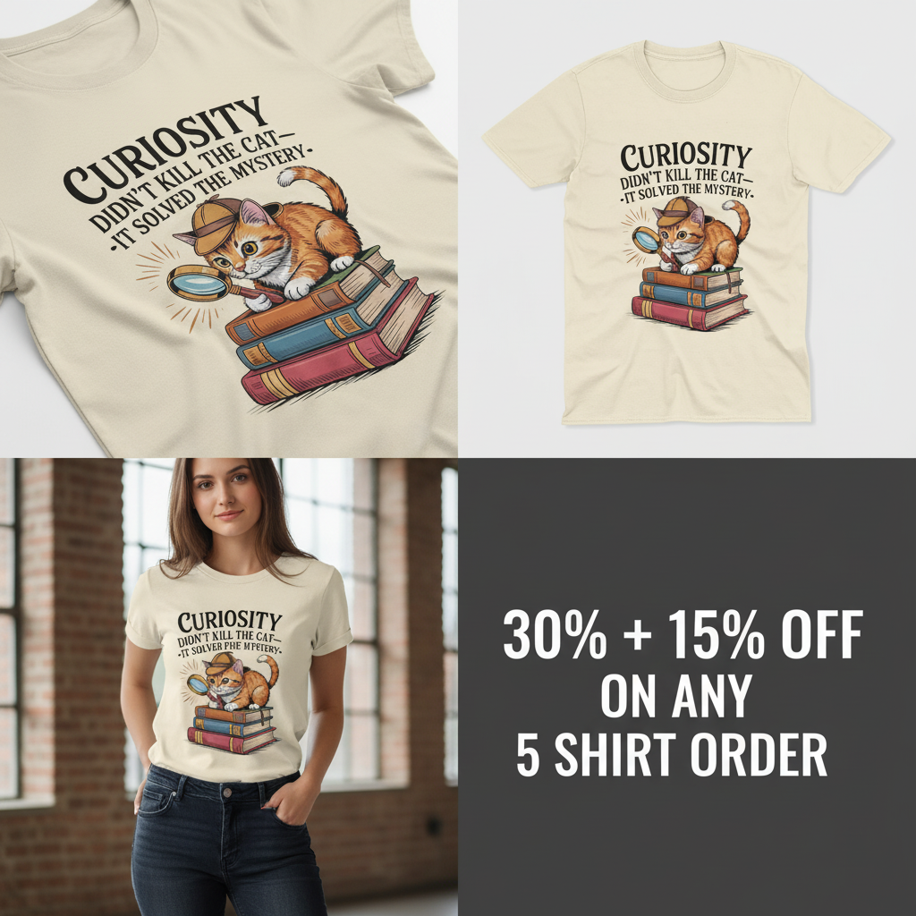Curious Detective Cat T-Shirt_4_panel