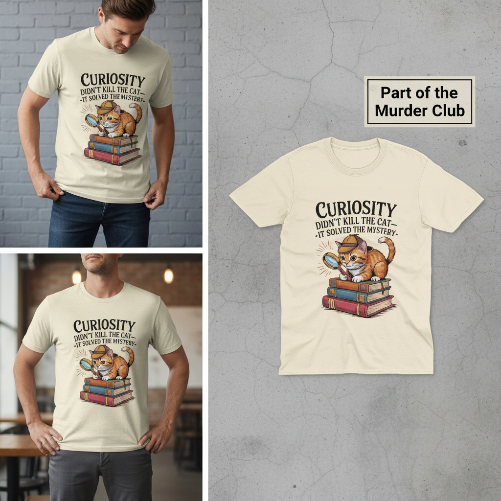 Curious Detective Cat T-Shirt_3_panel