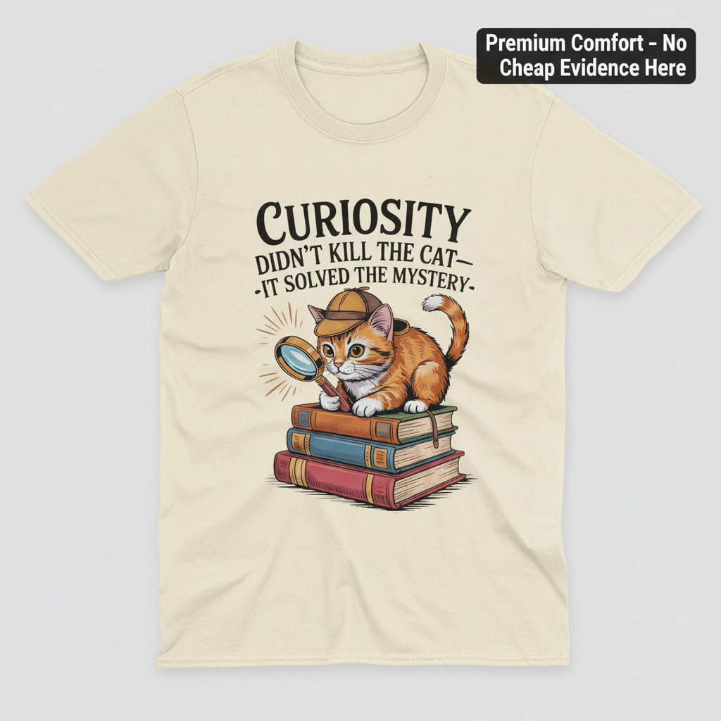 Curious Detective Cat T-Shirt_clean