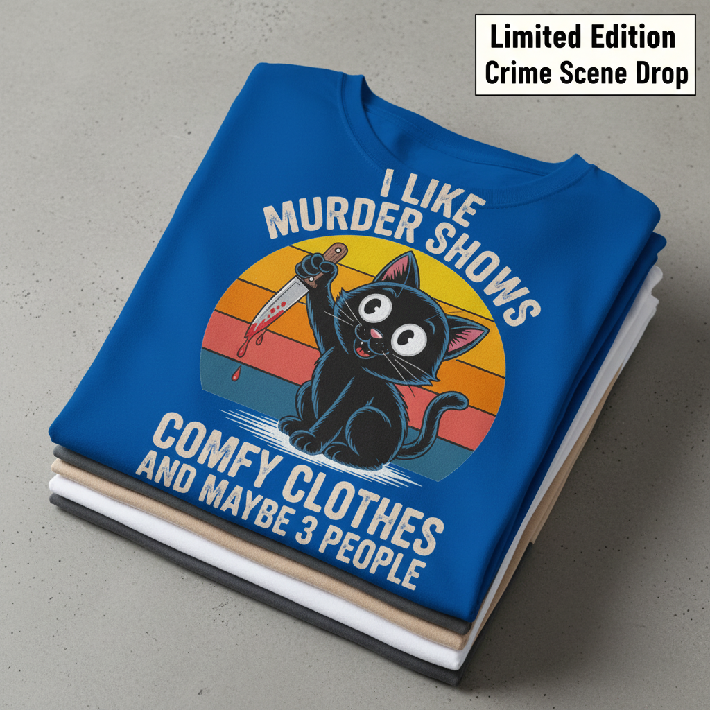 Murder Shows & Cats T-Shirt_stacked_flatlay