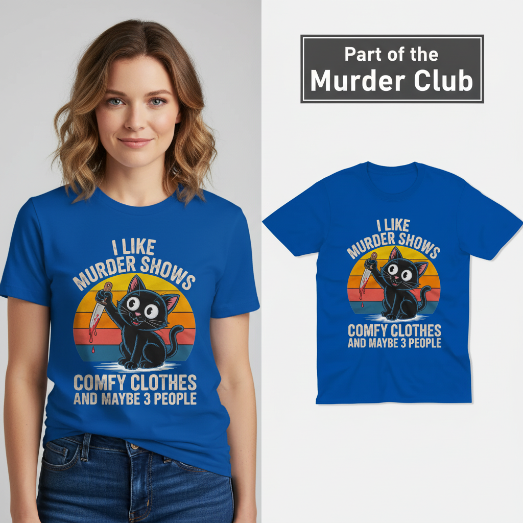 Murder Shows & Cats T-Shirt_model_flat