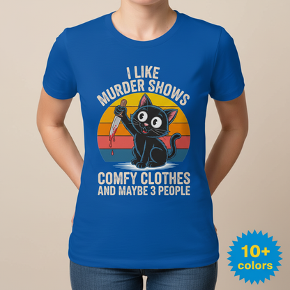 Murder Shows & Cats T-Shirt_badge