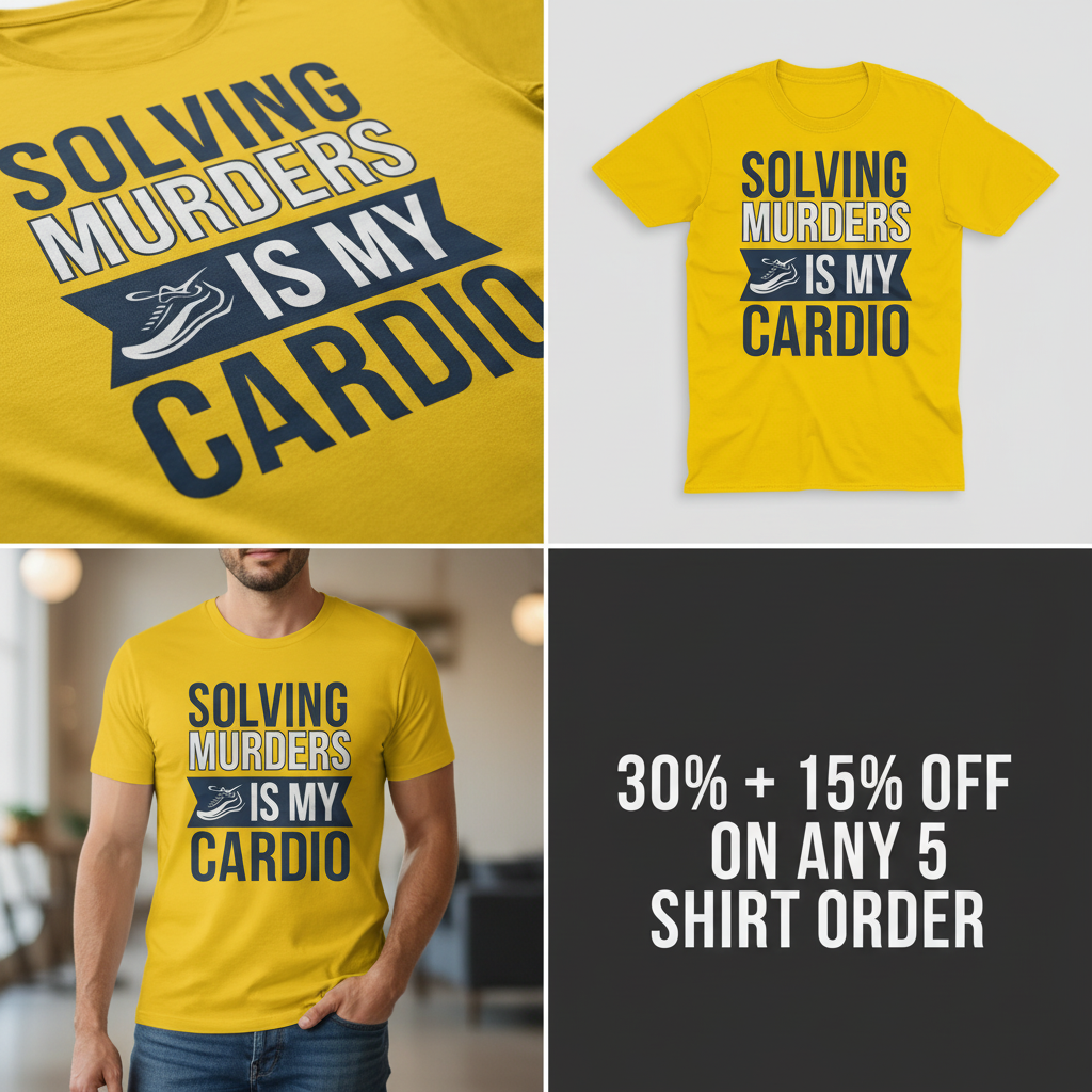 Solving Murders Is My Cardio T-Shirt_4_panel