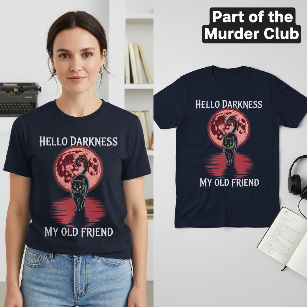 Hello Darkness Cat T-Shirt_model_flat