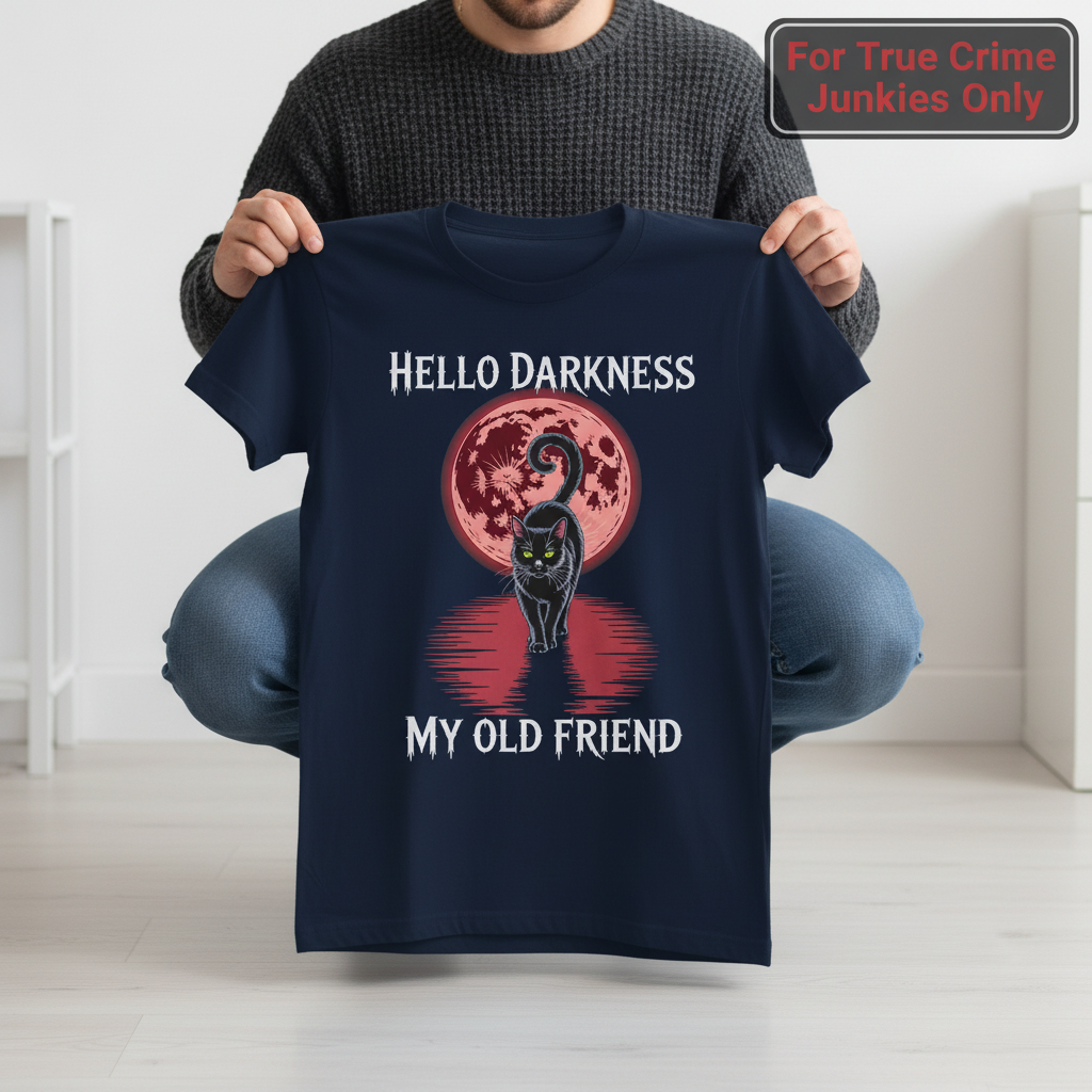 Hello Darkness Cat T-Shirt_dangle