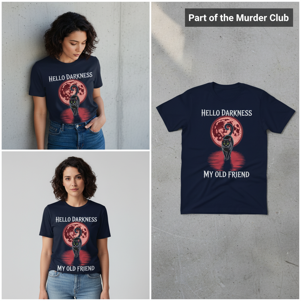 Hello Darkness Cat T-Shirt_3_panel