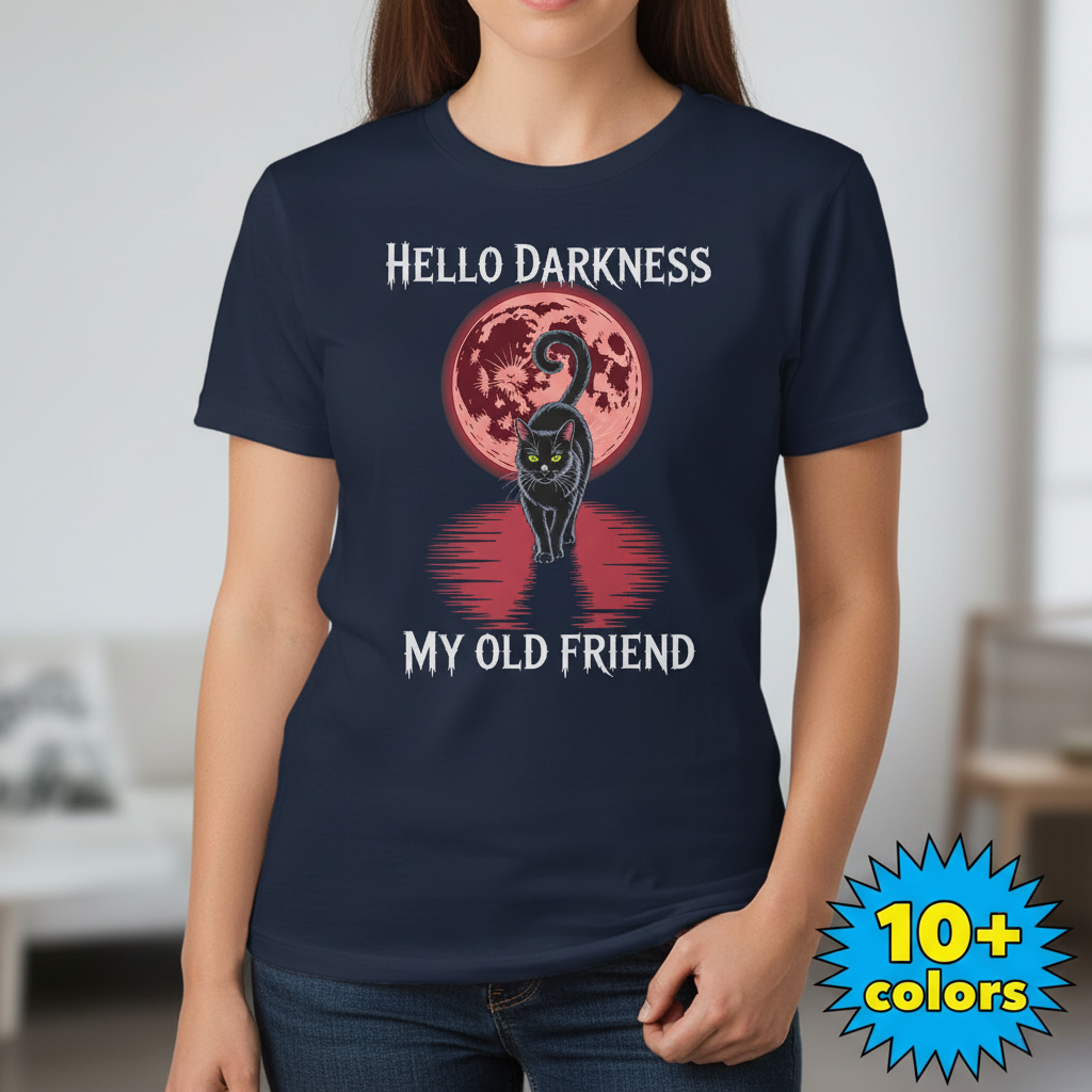 Hello Darkness Cat T-Shirt_badge