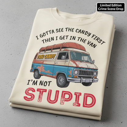 Not Stupid Candy Van T-Shirt_stacked_flatlay