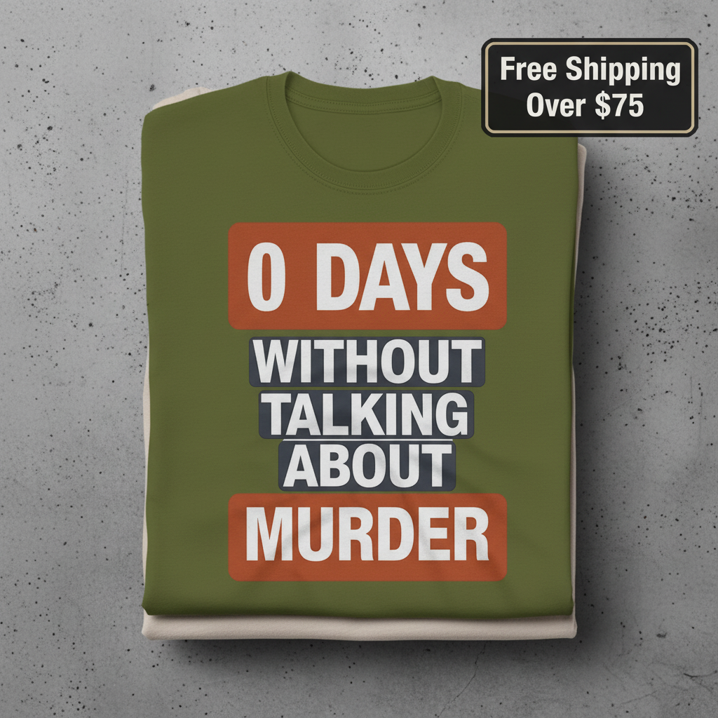 0 Days Without Talking About Murder T-Shirt_stacked_flatlay