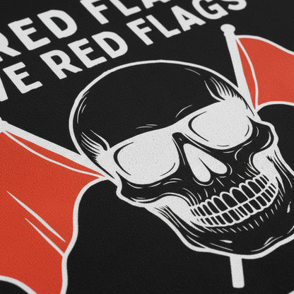 Red Flags Skull T-Shirt_closeup