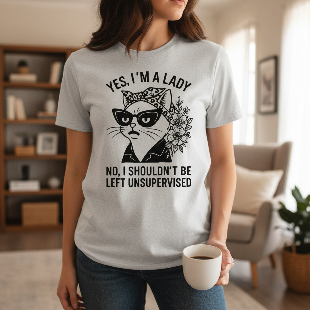 Unsupervised Cat Lady T-Shirt_lifestyle