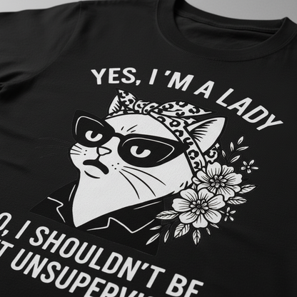 Unsupervised Cat Lady T-Shirt_closeup