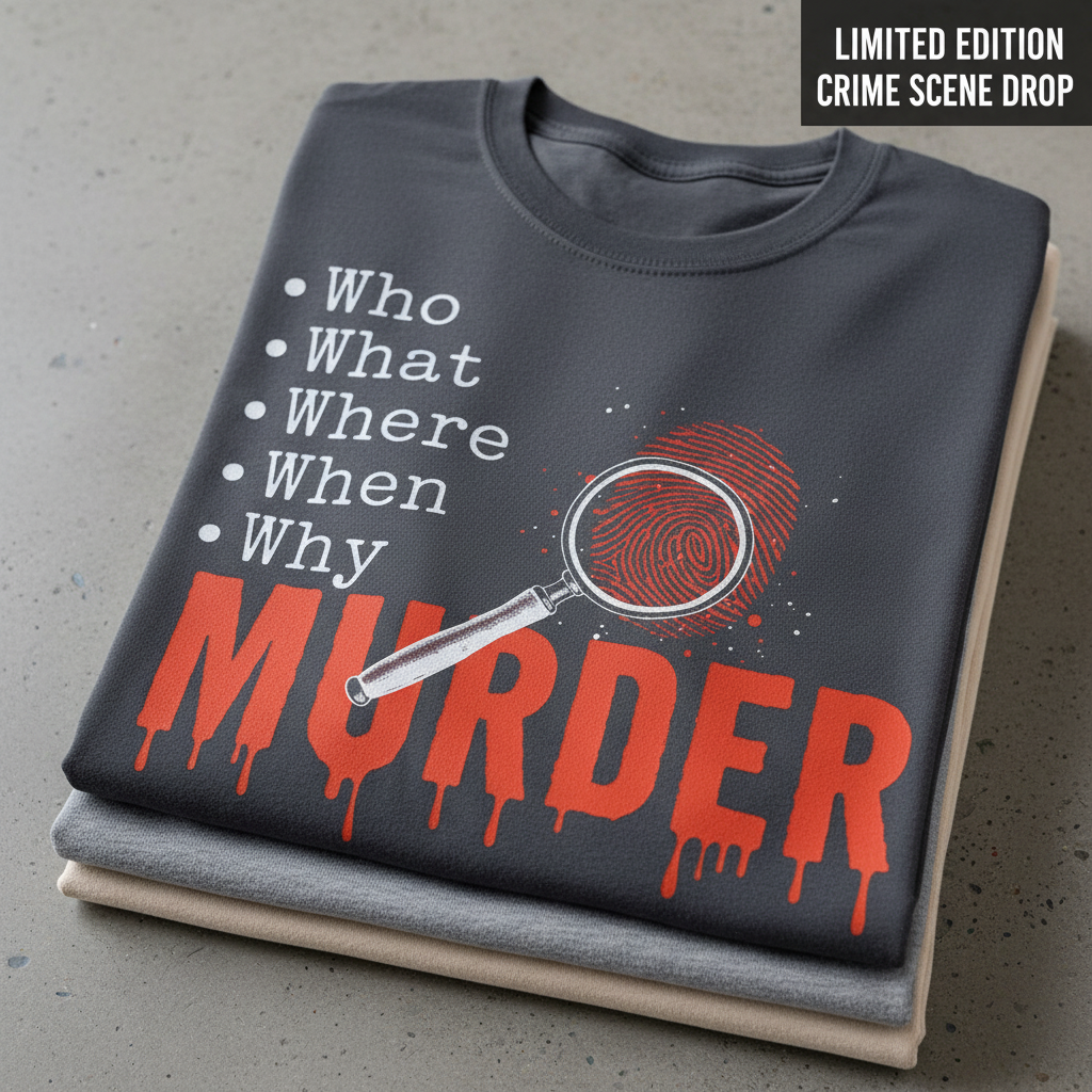 Murder Mystery Questions T-Shirt_stacked_flatlay