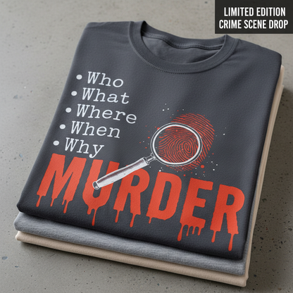 Murder Mystery Questions T-Shirt_stacked_flatlay