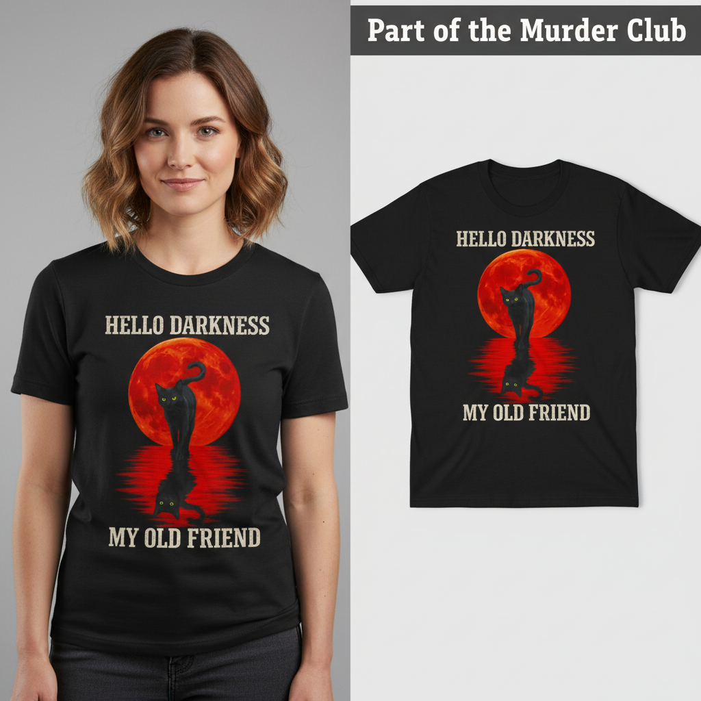 Hello Darkness Cat T-Shirt_model_flat