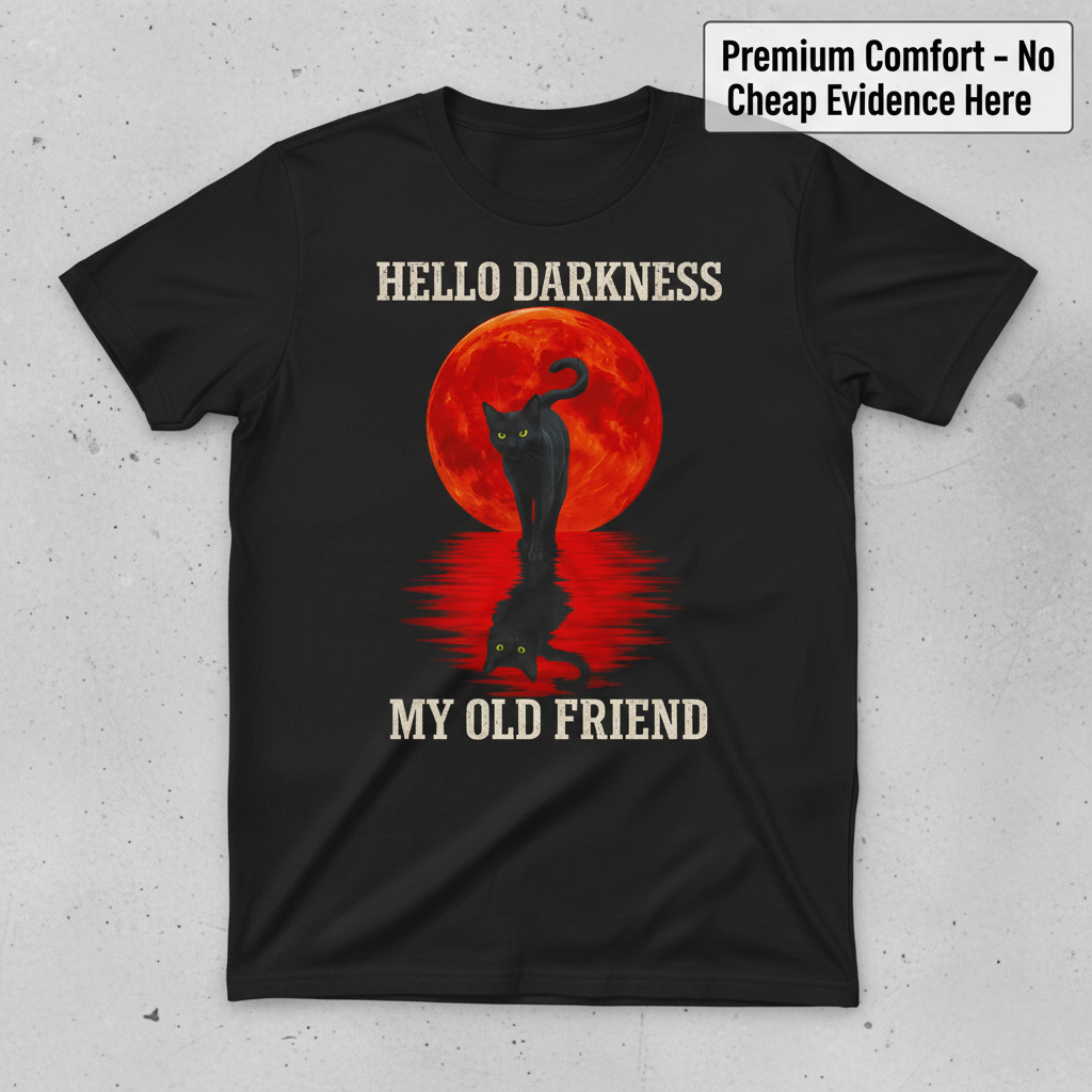 Hello Darkness Cat T-Shirt_clean