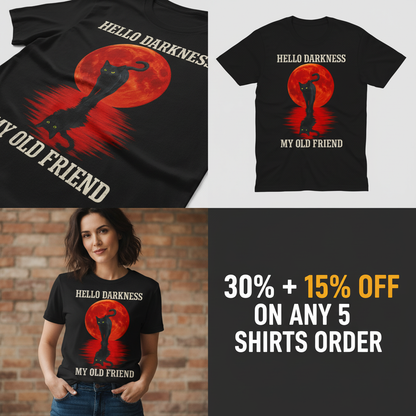 Hello Darkness Cat T-Shirt_4_panel