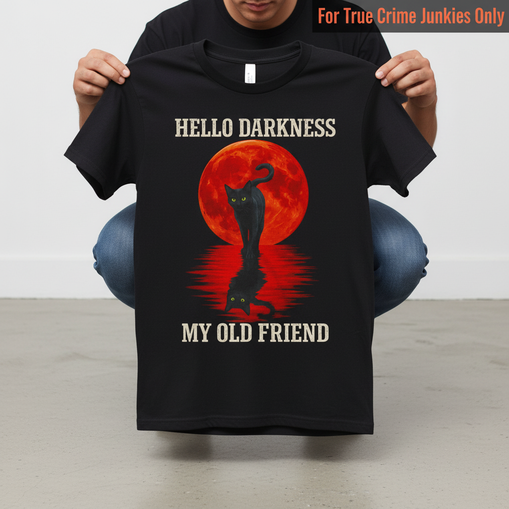 Hello Darkness Cat T-Shirt_dangle