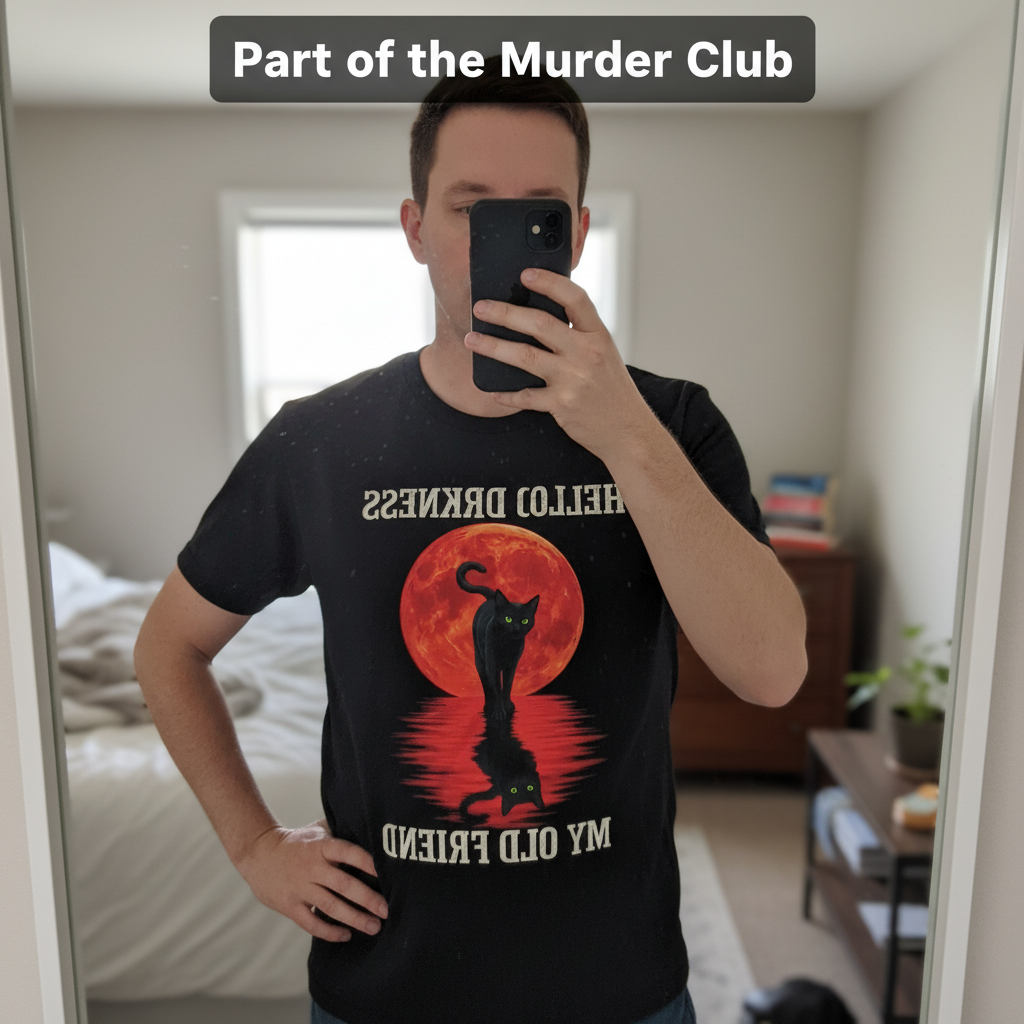 Hello Darkness Cat T-Shirt_mirror_selfie