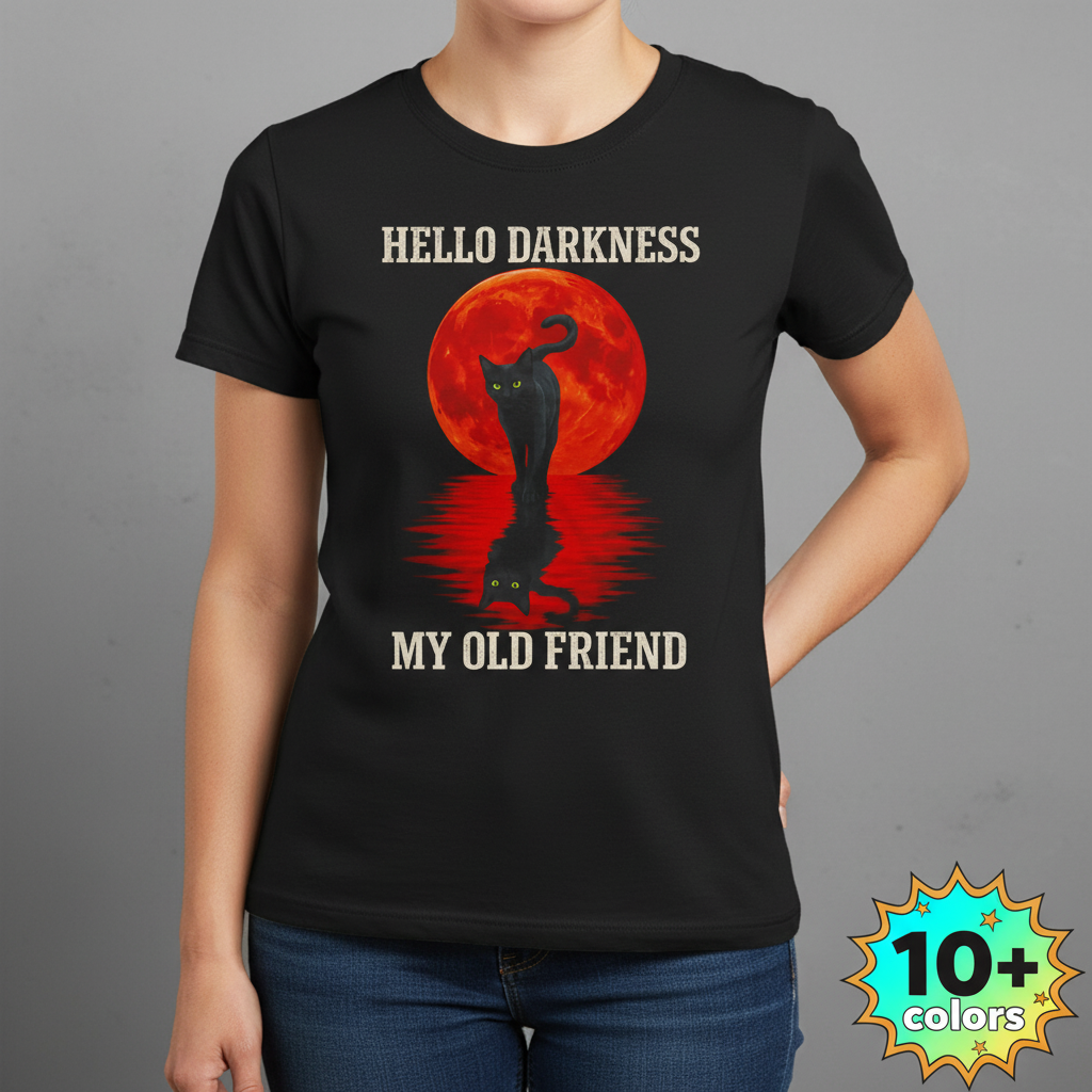 Hello Darkness Cat T-Shirt_badge
