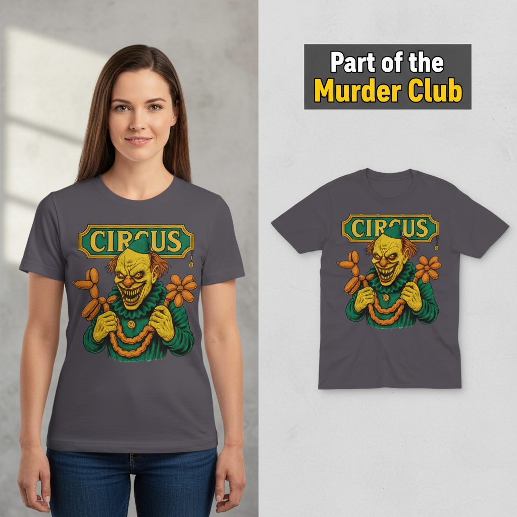 Creepy Circus Clown T-Shirt_model_flat