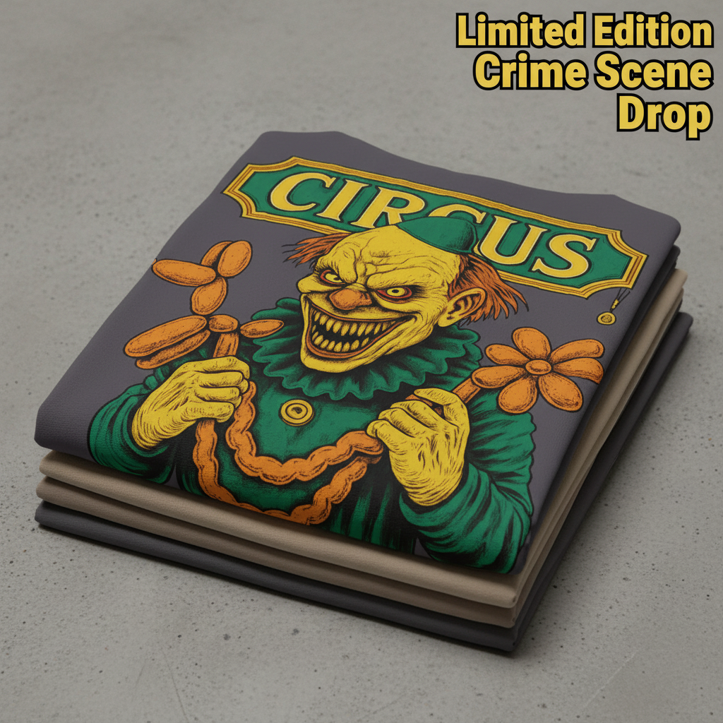 Creepy Circus Clown T-Shirt_stacked_flatlay