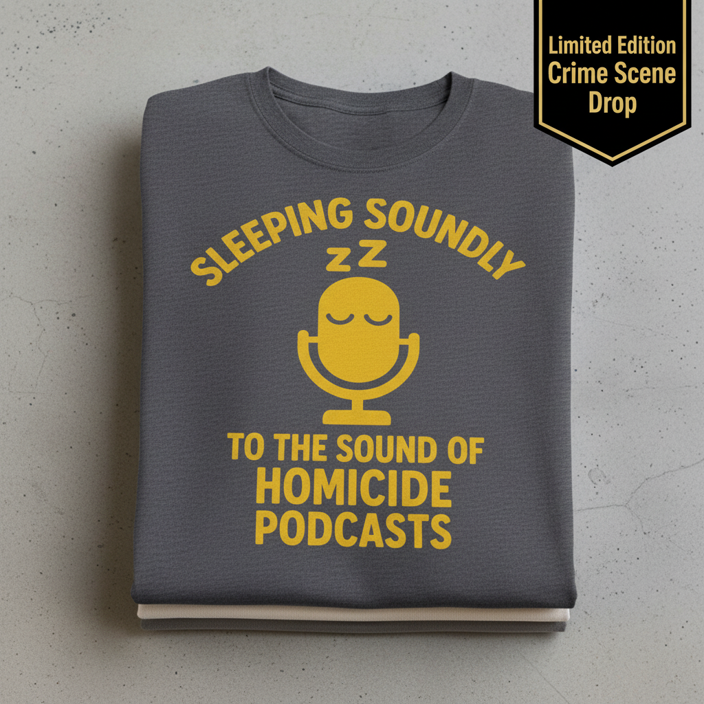 Sleeping Soundly Homicide Podcasts T-Shirt_stacked_flatlay