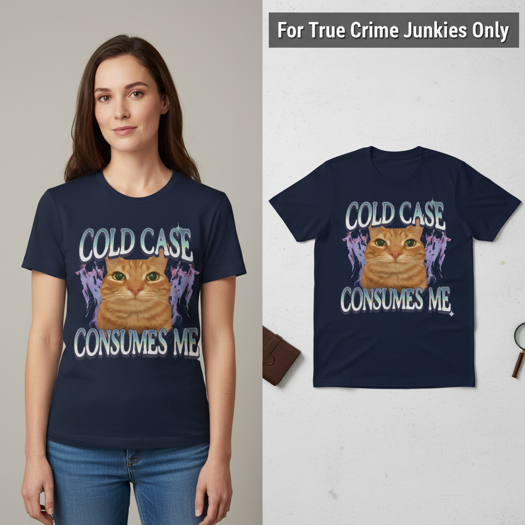 Cold Case Cat T-Shirt_model_flat