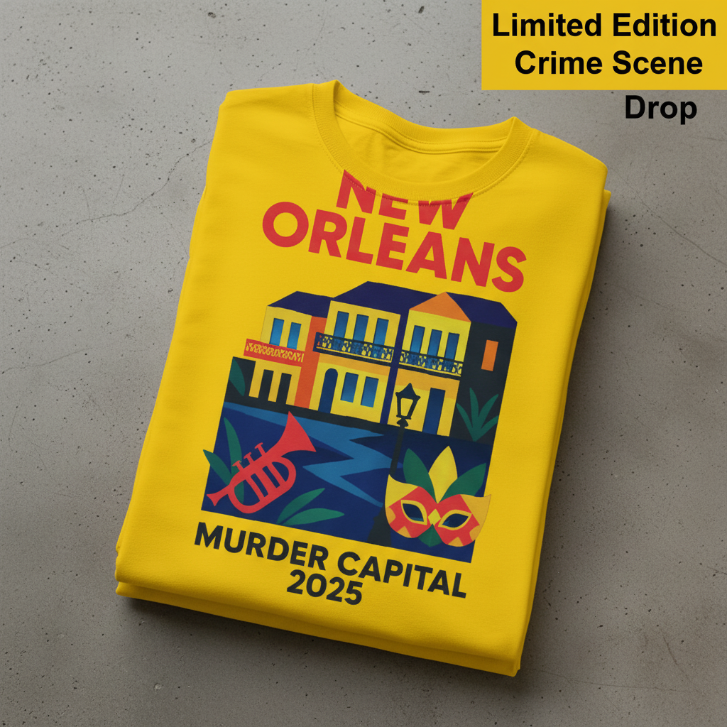 New Orleans Murder Capital 2025 T-Shirt_stacked_flatlay